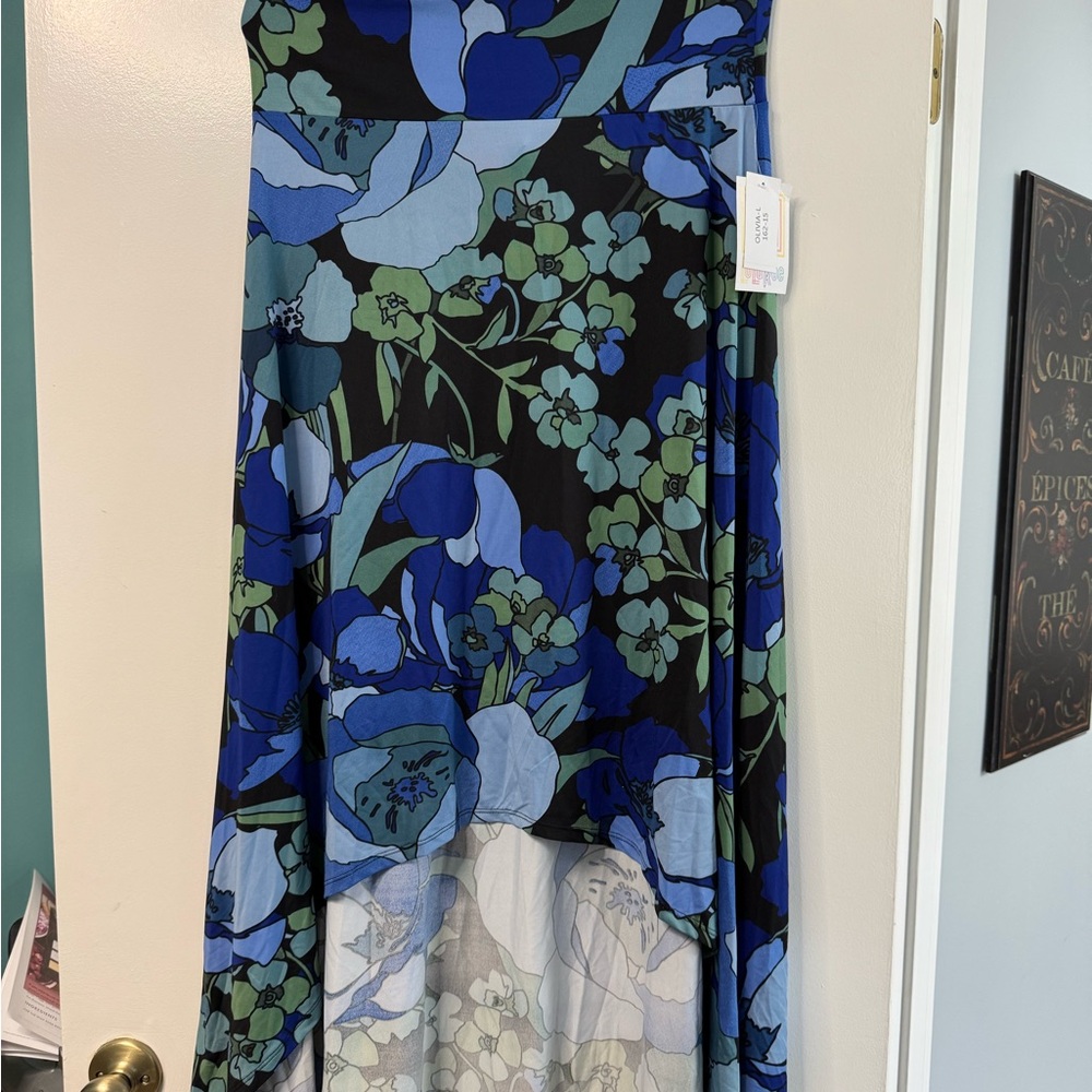 Lularoe Olivia Floral Blue and Green Skirt